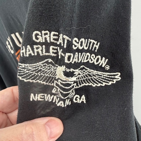 Harley Davidson Men's Large Black Long Sleeve Shirt Crew Neck Newnan, Georgia - Picture 5 of 12